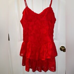 Vibrant Red Layered Dress